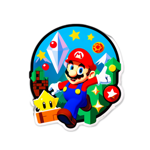 Autocollant avec le logo Nintendo et des éléments de Mario et Zelda