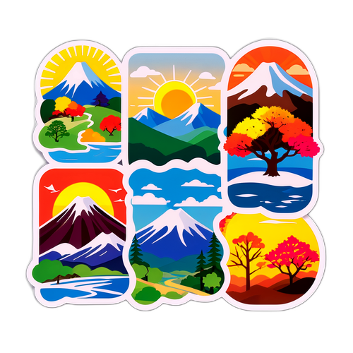 宮城県の四季を表現したステッカー