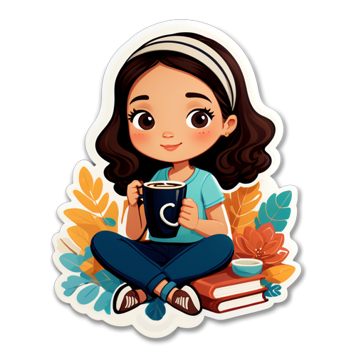 Desain Sticker Menggemaskan Jessica Wongso: Santai dengan Kopi dan Buku di Lingkungan Hangat!