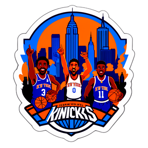 Ilustração da equipe Knicks em um jogo emocionante