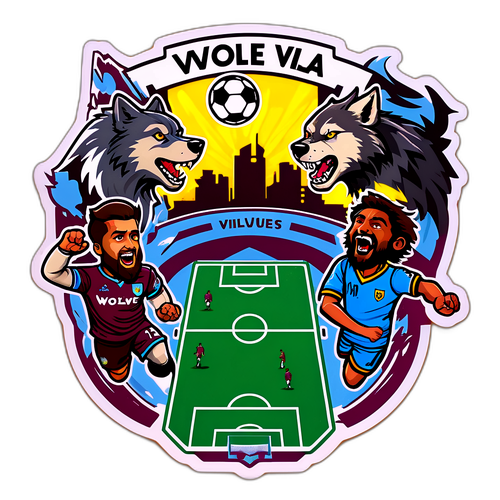 Sticker ng football pitch ng Wolves vs Aston Villa