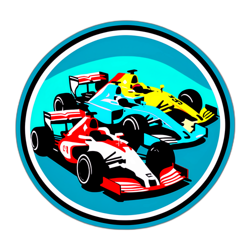 สติ๊กเกอร์การแข่งขัน F1 กับนักแข่งและรถแข่ง