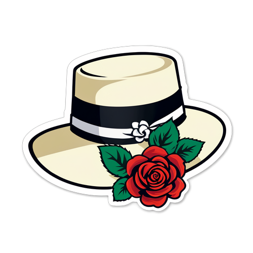 Adesivo del Kentucky Derby con cappello elegante e rose