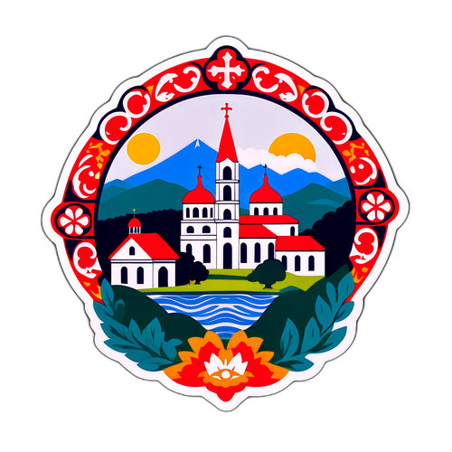 Georgisches Sticker mit kulturellem Erbe