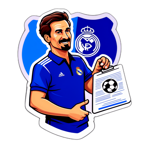 Energetisk fotballtrener med tavle