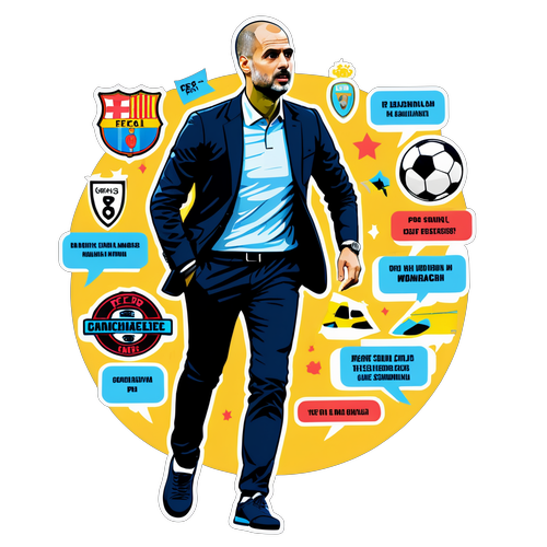 Stilig klistremerke av Pep Guardiola i aksjon