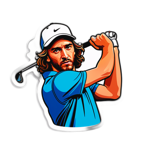 Sticker av Tommy Fleetwood med golfklubb