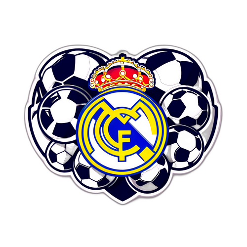 Srdce Realu Madrid obklopené fotbaly