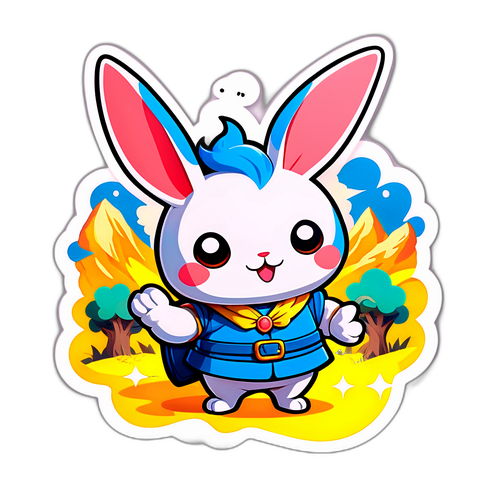 Sticker 'labubu' aventurier în lumea fantastică