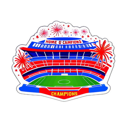Atletico Madrids Stadion med fans och fyrverkerier