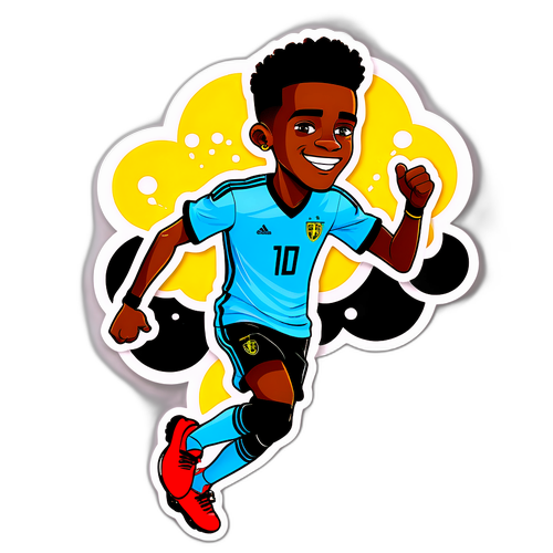 Stiker Kartun Lucu Alexander Isak Menggiring Bola