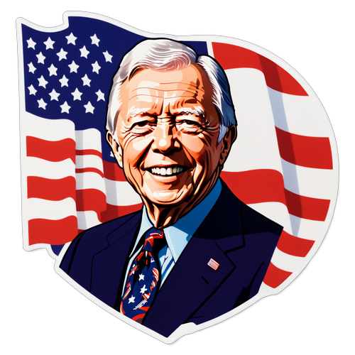 Nie uwierzysz, jak wyglądał Jimmy Carter w latach 70-tych! Historyczny Sticker z Amerykańską Flagą i Symbolami Demokracji! //