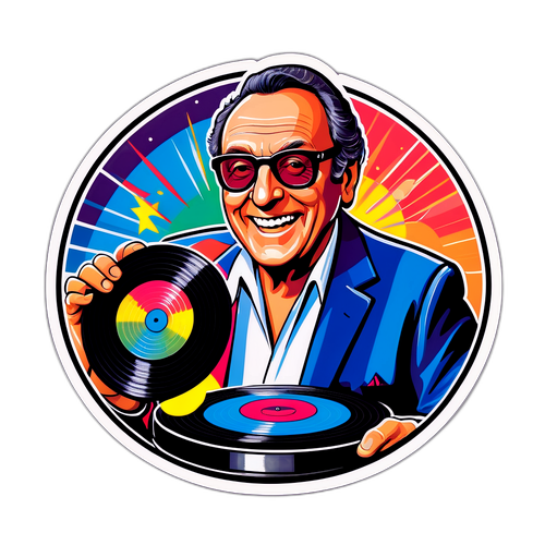 Renzo Arbore in una scena musicale retro