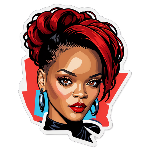 Adesivo di Rihanna con Acconciatura Audace