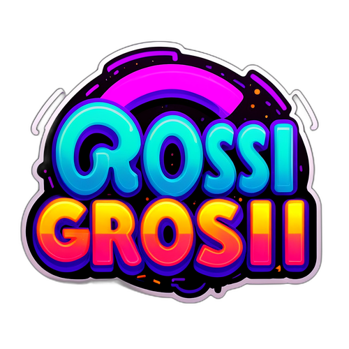 Sticker con la palabra 'Grossi' en letras neón