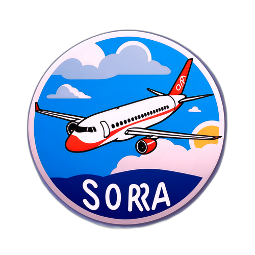 Намалювання літака з написом 'sora 2' на фоні неба