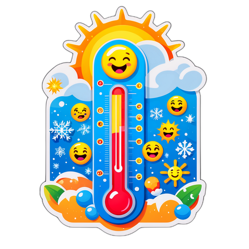 Termometer Kartun dengan Fluktuasi Suhu