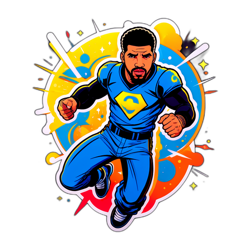 En cool, dynamisk klistermärke av Drake Maye som en superhjälte