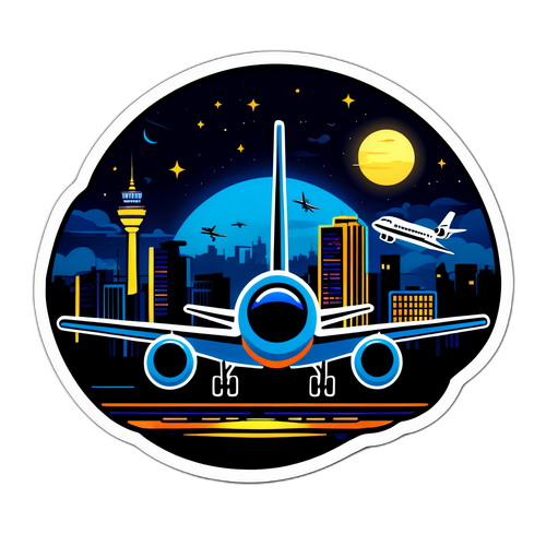 Widok na Lotnisko Chopina w Nocy