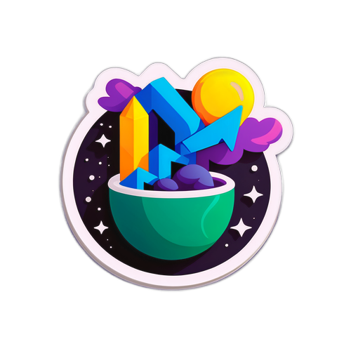 Стикер с креативным визуальным представлением капитализации и роста бизнеса