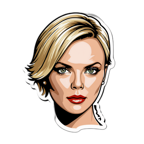 Стicker з Шарліз Терон у стильному дизайні