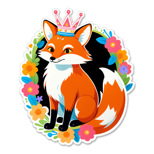 Whimsical Fox with Flower Crown