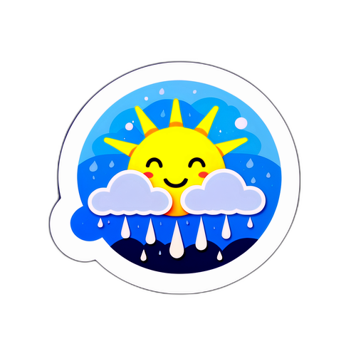 Wettersticker mit Sonne und Regenwolken