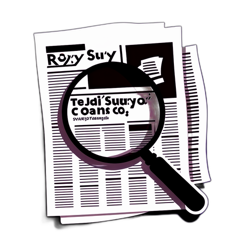 Stiker Kaca Pembesar di Atas Headline Surat Kabar