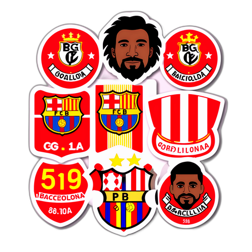 지로나와 바르셀로나 축구 경기 테마 스티커