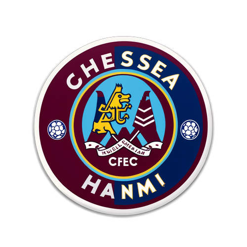 Retro sticker af Chelsea og West Ham logoer i legesyg klashing