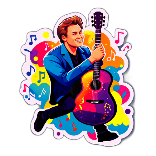 Дизайн с ярким фоном и музыкальными нотами