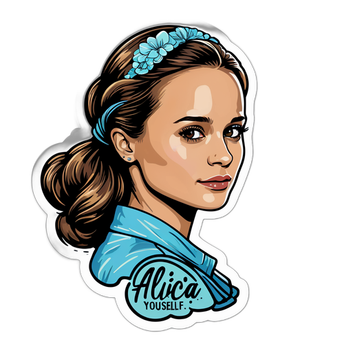 Autocolant cu ilustrație artistică a Aliciei Vikander