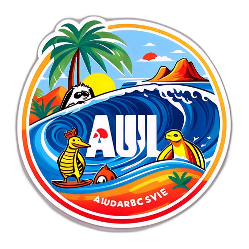 Playful AUSL Sticker Featuring Australian Elements