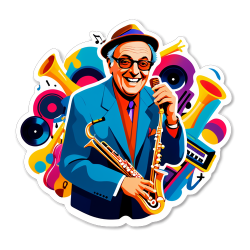 Adesivo Retro Musicale con Renzo Arbore