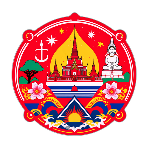 Sticker Design: Kulturelle Symbole Thailands und Kambodschas