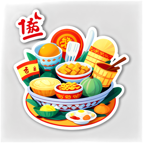 Sticker về giỏ quà Tết dễ thương