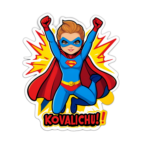 Стикер с Анной Ковальчук как супергероем