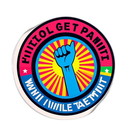 Stylizovaná nálepka s grafickým znázorněním volebního průzkumu