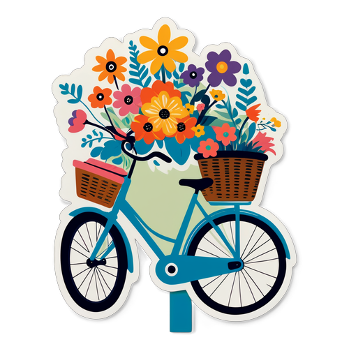 Retro Bicycle with Flowers Sticker