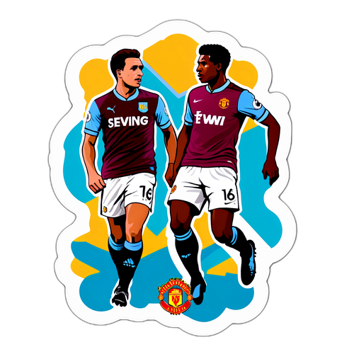 아스턴 빌라와 맨체스터 유나이티드의 경기를 테마로 한 스티커