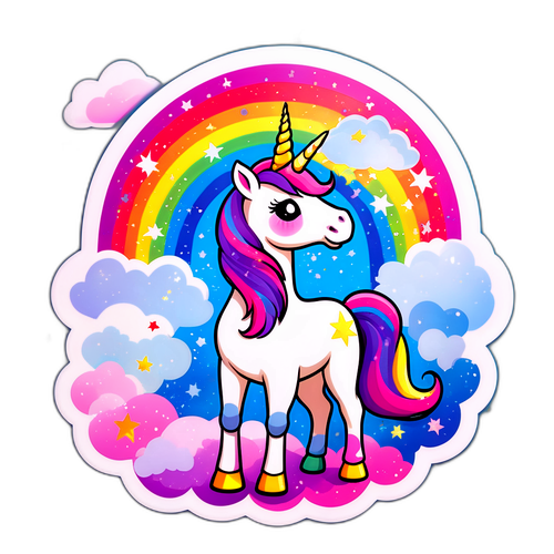 A Magical Unicorn on a Rainbow