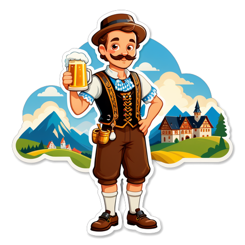 Adorable Bavarian Charm: Mødt en Stilig Figur med Ølkrus i Idyl!