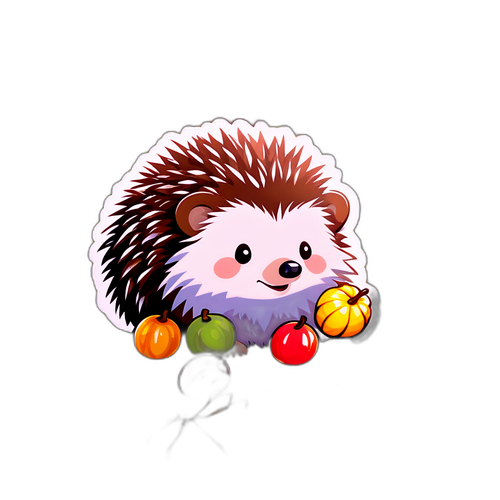 可爱刺猬收集秋季水果
