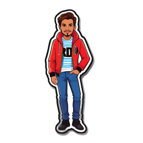 Stílusos ruhadarabokat kiemelő matrica Damiano David-ral