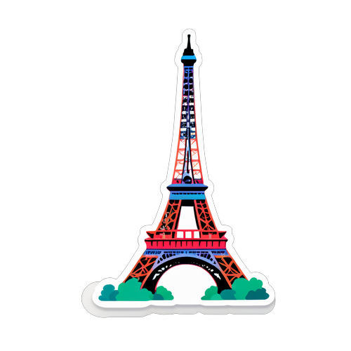 Keajaiban Perancis: Stiker Ikonik Menampilkan Menara Eiffel dengan Desain Penuh Warna!