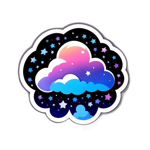 Sticker de Disney+ con nubes y estrellas brillantes