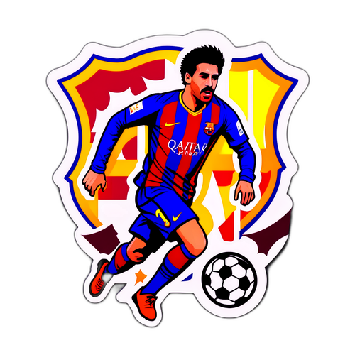 Sticker des berühmten FC Barcelona Spielers in Aktion