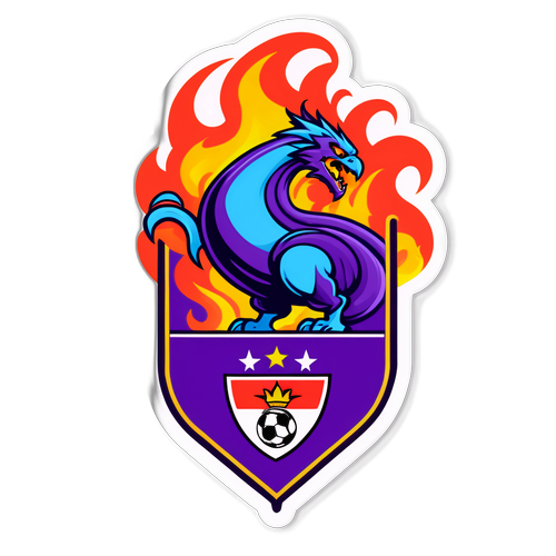 Aufkleber für das Fußballspiel Fiorentina gegen Napoli mit feueratmender Arena