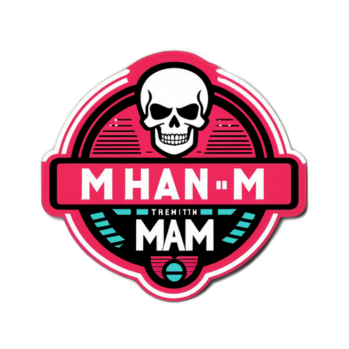Стикер с логотипом Inter Miami на красном и черном фоне с игривым шрифтом
