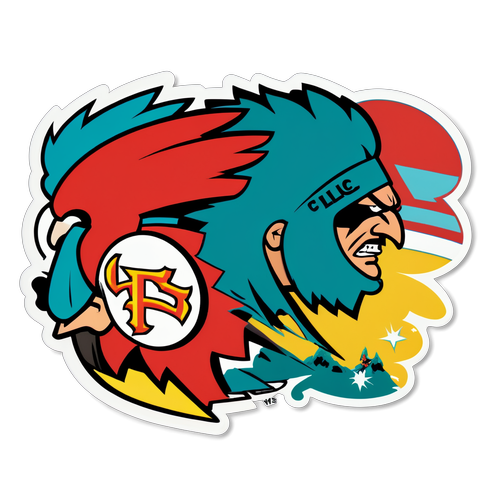 Action-Packed Chiefs vs. Eagles Rivalry Sticker